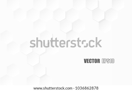 Abstract paper Hexagon white Background ,light and shadow .Vector