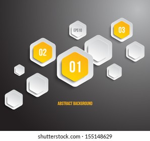 Abstract paper hexagons panel / banners for business design, infographics, reports, progress, number options, step presentation, websites or workflow layout. Clean and modern style