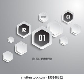 Abstract paper hexagons panel / banners for business design, infographics, reports, progress, number options, step presentation, websites or workflow layout. Clean and modern style
