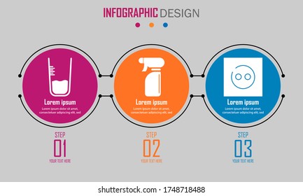 Abstract paper infografics of beaker, ironing machine, normal temperature indicator. Vector eps10 illustration