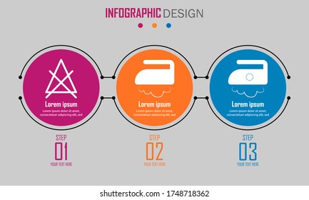 Abstract paper infografics of can not be bleached, can be ironed, iron at low temperatures up to 110 degrees. Vector eps10 illustration