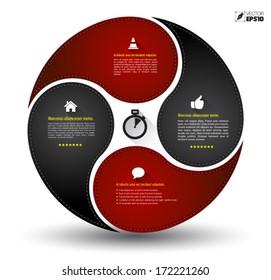 Abstract paper infografics in a circle shape. Vector eps10 illustration / embroidery style.