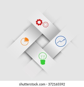 Abstract Paper Infographics with four icons.  Vector illustration