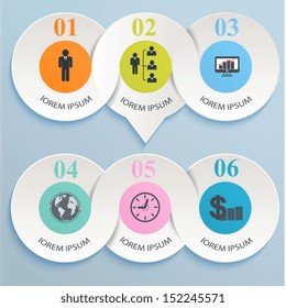 Abstract paper infographics. Turn based spiral with icons