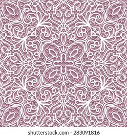 Abstract paper lace texture, lacy ornament, vector seamless pattern