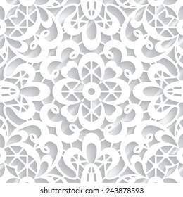 Abstract paper lace texture, vector seamless pattern, eps10