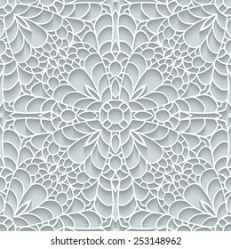 Abstract paper lace texture, vector seamless pattern