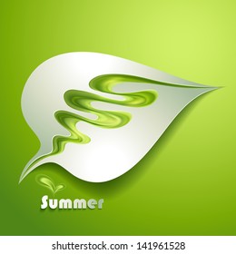 Abstract paper leaf with green elements