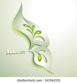 Abstract paper leaf with green elements
