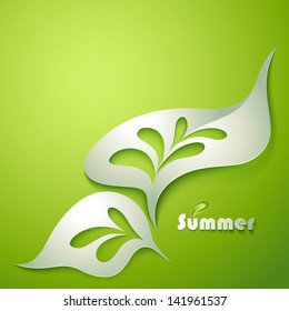 Abstract paper leaf with green elements