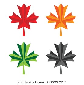 Abstract Paper Made Maple Leaf Different Colors. Nature objects and tree parts vector art