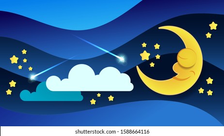 Abstract Paper Night Background. Vector Illustrations Suitable For Greeting Card, Poster Or T-shirt Printing.