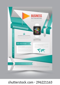 Abstract paper origami design vector template layout for magazine brochure flyer booklet cover annual report in A4 size