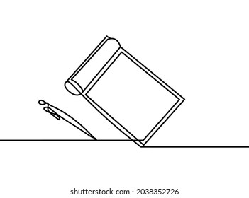 Abstract paper with pen as line drawing on white background. Vector