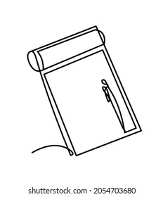 Abstract paper with pen as line drawing on white background. Vector