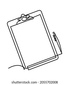 Abstract paper with pen as line drawing on white background. Vector