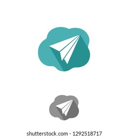 Abstract paper plane inside cloud for your brand sign. Vector design element. Vector illustration EPS.10