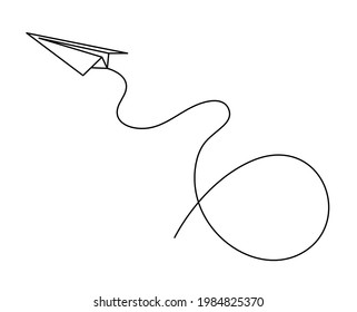 Abstract paper plane as line drawing on white as background. Vector