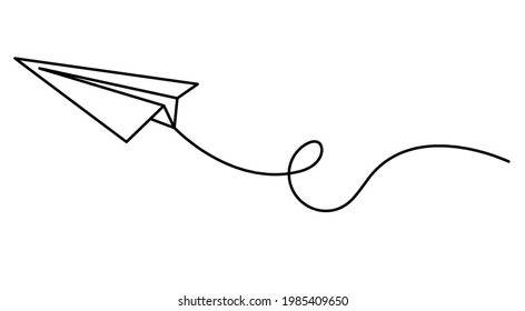Abstract paper plane as line drawing on white as background. Vector