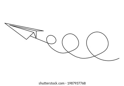 Abstract paper plane as line drawing on white as background. Vector