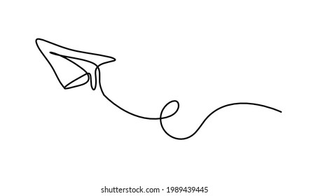 Abstract paper plane as line drawing on white as background. Vector