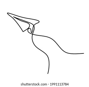 Abstract paper plane as line drawing on white as background. Vector