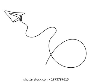 Abstract paper plane as line drawing on white as background. Vector