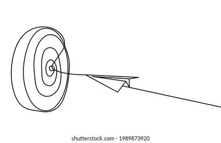 Resumen del plano de papel en el círculo objetivo como plano continuo de línea sobre fondo blanco. Vector