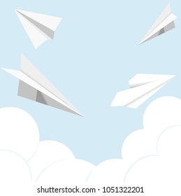 Abstract paper plane for startup business, creative concept on blue background