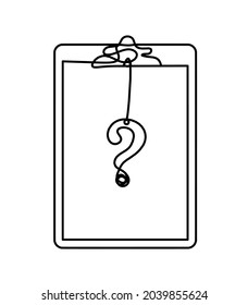 Abstract paper with  question mark as line drawing on white background. Vector
