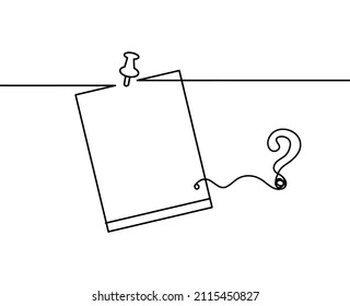 Abstract paper with question mark as line drawing on white background. Vector