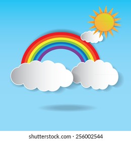 Abstract paper rainbow on sky.