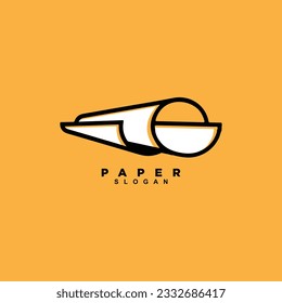 Resumen del diseño del logotipo de rollo de papel. Vector de diseño del logotipo de los diarios o libros de datos