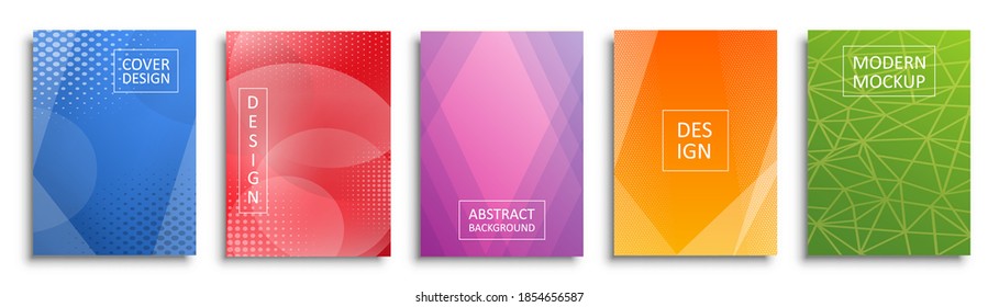 Abstract paper set line pattern background mockup design. Abstract art collection colors poster. Blue yellow purple red green color backdrop for poster banner cover - stock vector