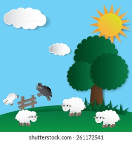 Abstract paper Sheep. Vector illustration. 