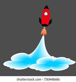Abstract of paper spaceship launch to space. Paper art concept and exploration idea.