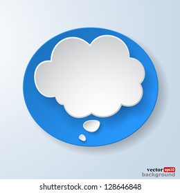 Abstract paper speech bubble on light blue background. Vector eps10 illustration