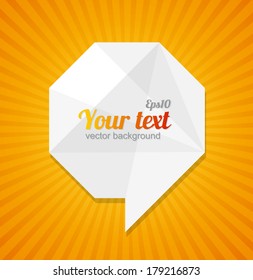 Abstract paper speech bubble and text