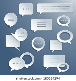 Abstract paper speech bubbles icons set for infographics and presentation templates isolated vector illustration