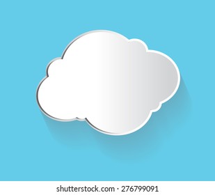 Abstract paper speech bubbles in the shape of cloud used in a social networks on blue background. Vector and illustration.