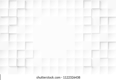 Abstract paper square white Background ,light and shadow ,Vector
