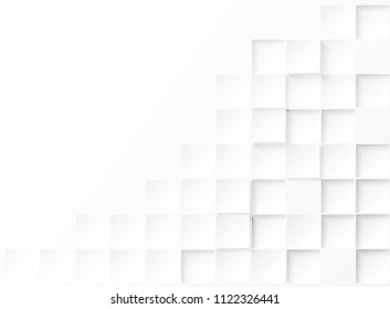 Abstract paper square white Background ,light and shadow ,Vector
