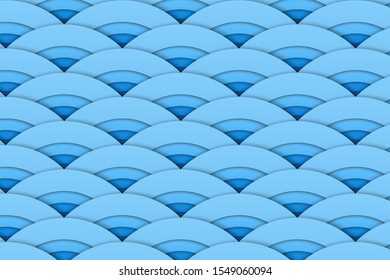 Abstract paper style pattern with blue light semicircles or arcs. Vector illustration