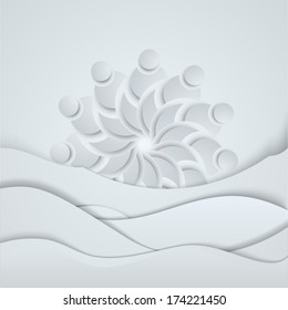Abstract paper sun and waves.
