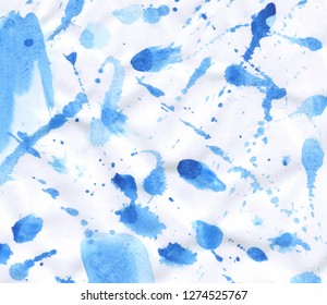 Abstract paper texture aquarelle wallpaper for design, card, grunge poster. Blue watercolor hand drawn liquid splatter art vector background