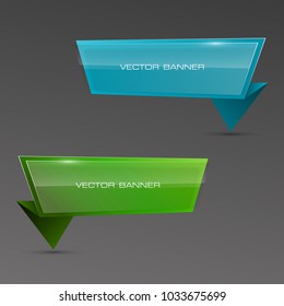 Abstract paper transparent banner set. The flat form advertising text banner poster. The flat banner image. Advertising Design transparent shape. Vector label ribbon tag. Straight arrow ribbon banner