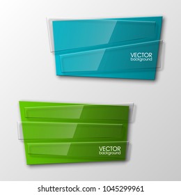 Abstract paper transparent banner set. The flat form advertising text banner poster. The flat banner image. Advertising Design transparent shape. Vector label ribbon tag. Straight arrow ribbon banner