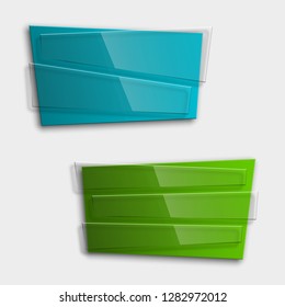 Abstract paper transparent banner set. The flat form advertising text banner poster. The flat banner image. Advertising Design transparent shape. Vector label ribbon tag. Straight arrow ribbon banner