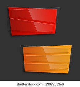 Abstract paper transparent banner set. The flat form advertising text banner poster. The flat banner image. Advertising Design transparent shape. Vector label ribbon tag. Straight arrow ribbon banner
