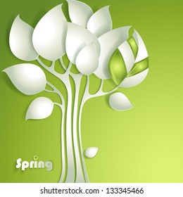 Abstract paper tree with green leaf